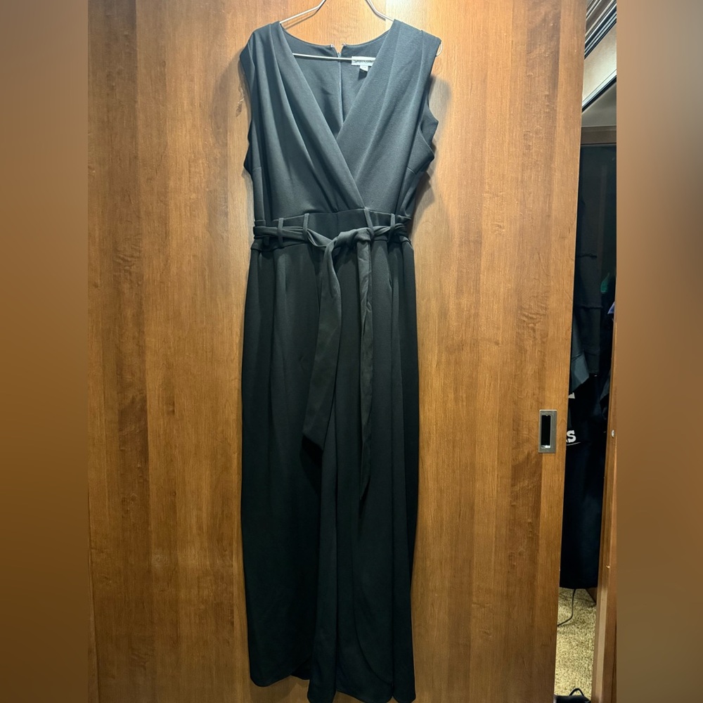 Black jumpsuit slit legs
